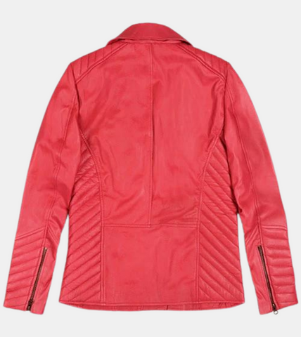  Red Biker's Leather Jacket