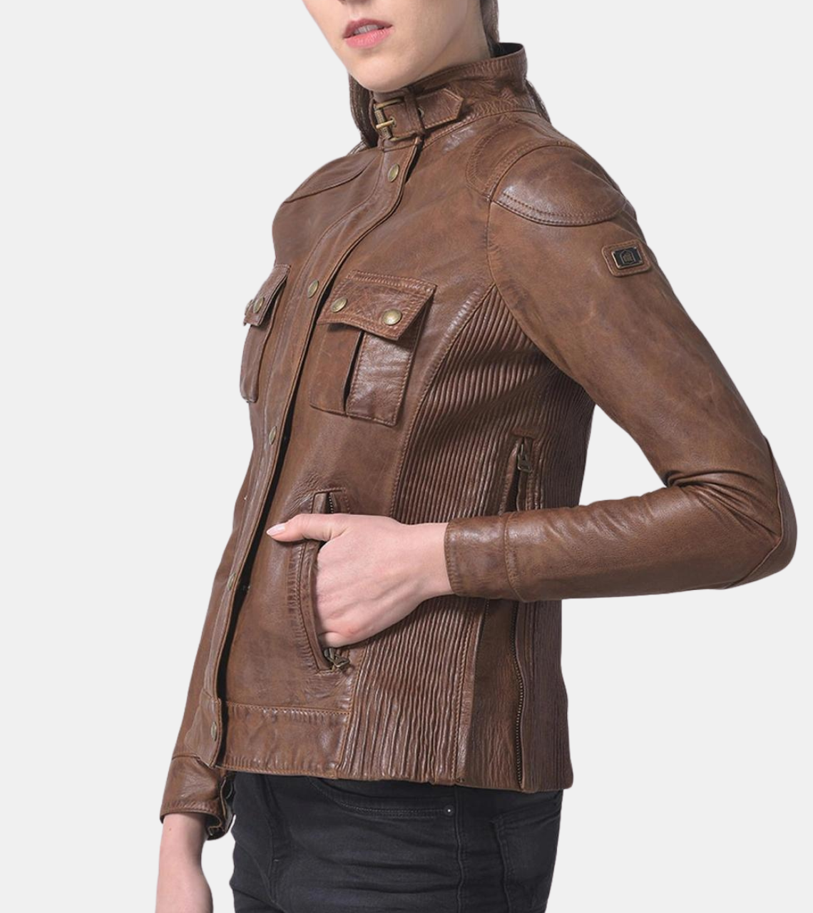 Reagan Women's Bronze Leather Jacket