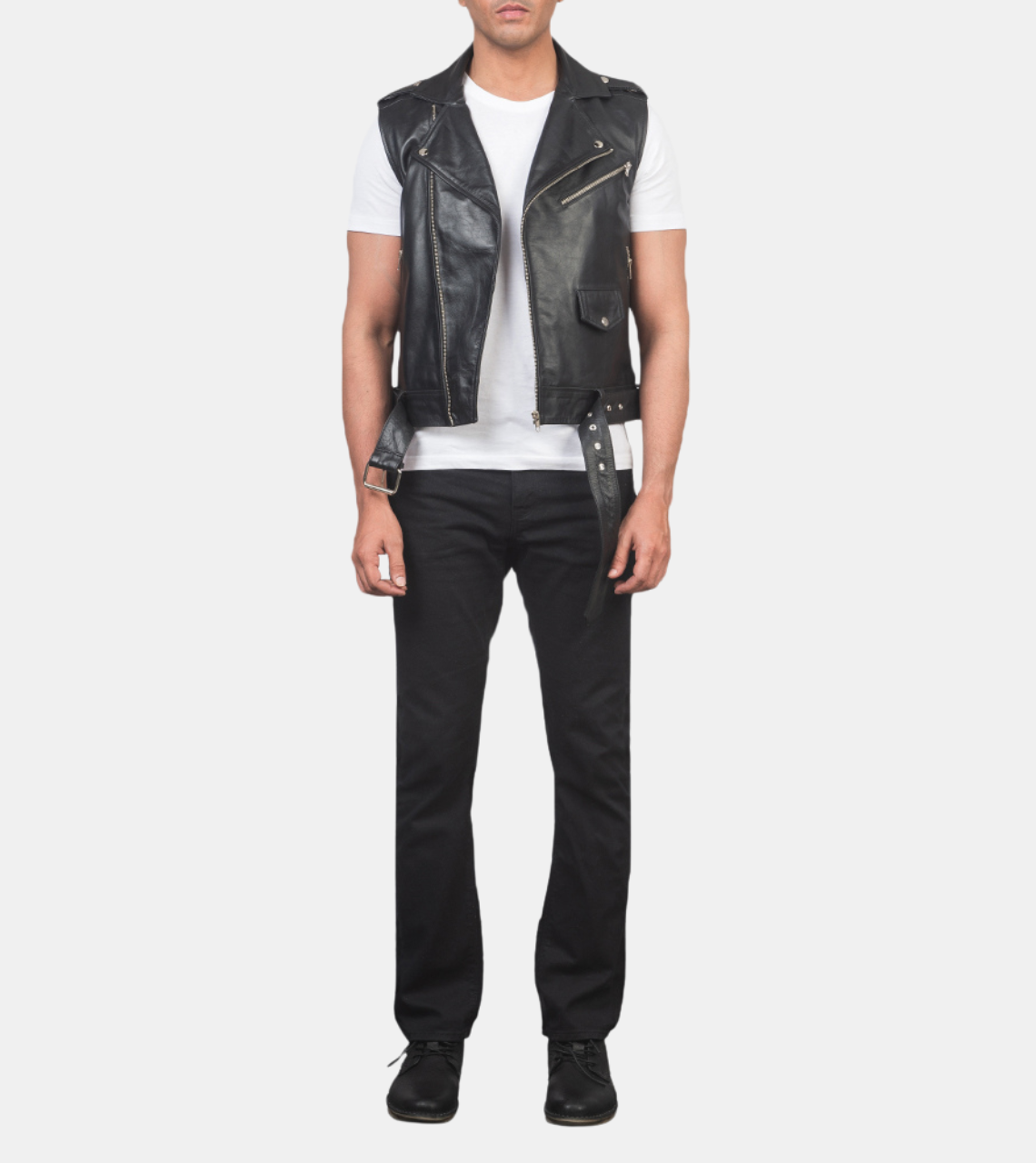 Men's Black Biker's Leather Vest