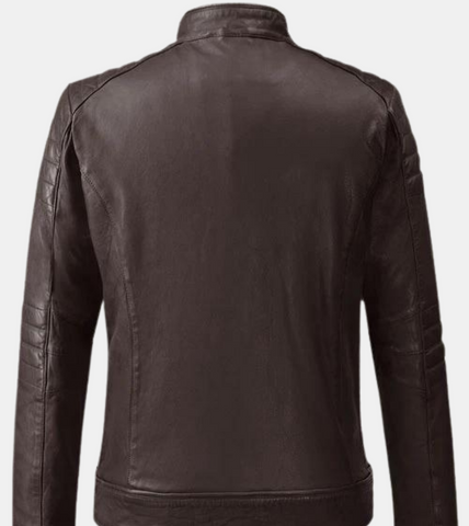  Men's Brown Quilted Leather Jacket