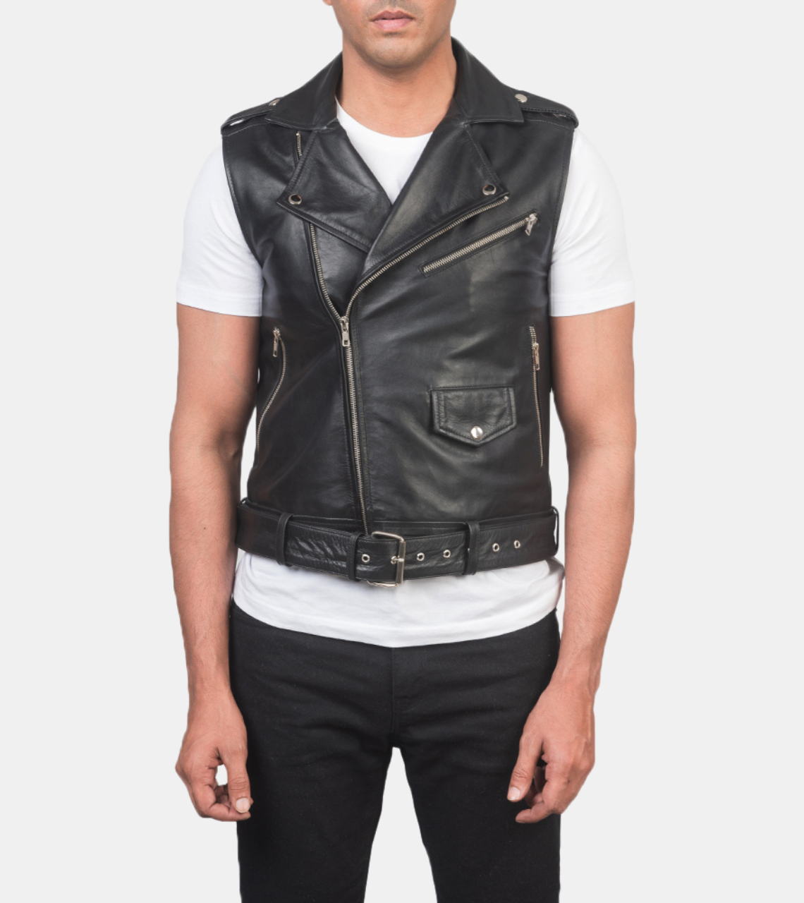 Archer Men's Black Biker's Leather Vest