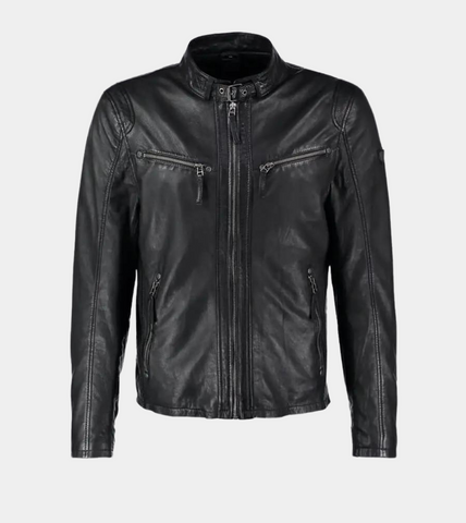 Biker Lambskin Leather Jacket - Black For Men's