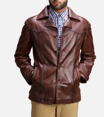 Distressed Men's Leather Jacket 