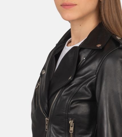 Campbell Black Biker Leather Jacket