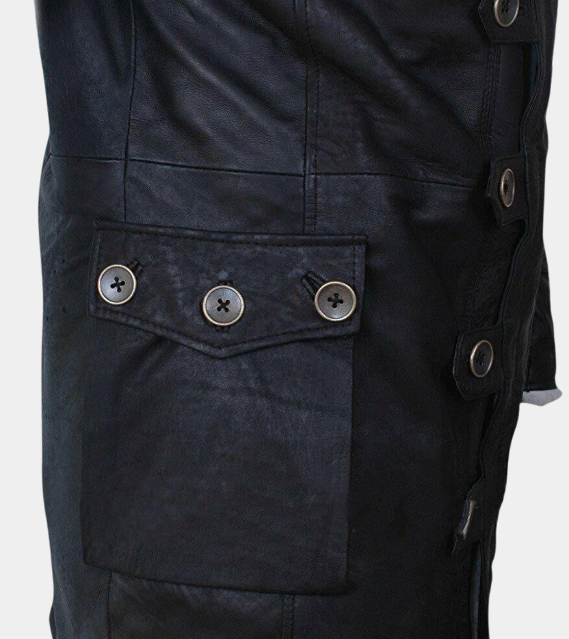 Bane Inspired B3 Sheepskin Men's Leather Shearling Coat Pocket