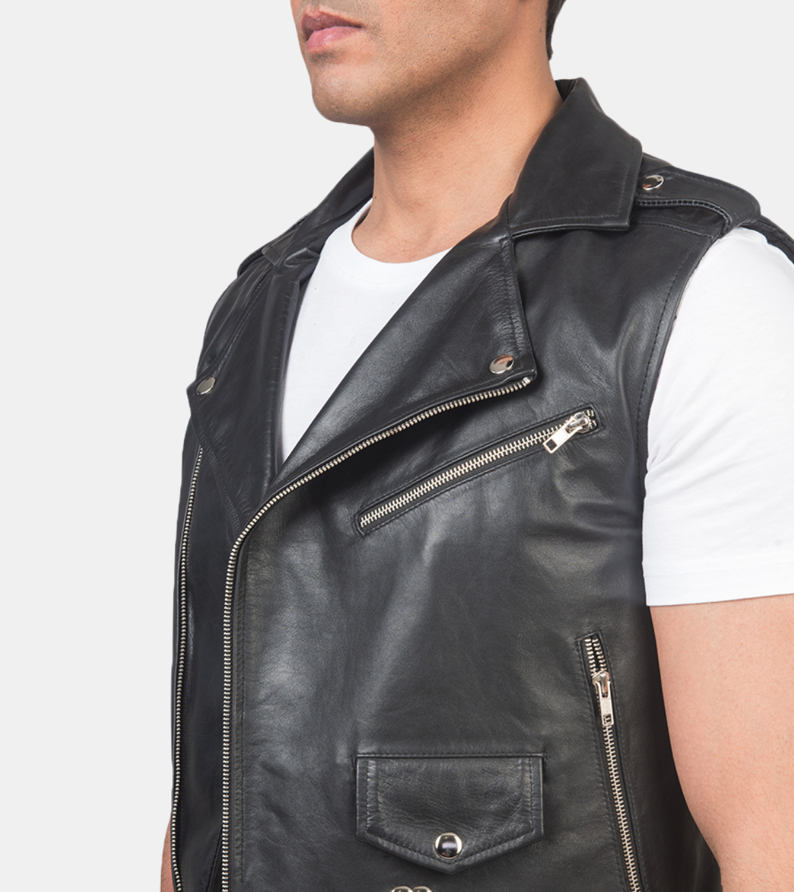 Archer Men's Black Biker's Leather Vest For Men's