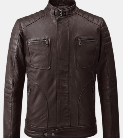  Brown Quilted Leather Jacket