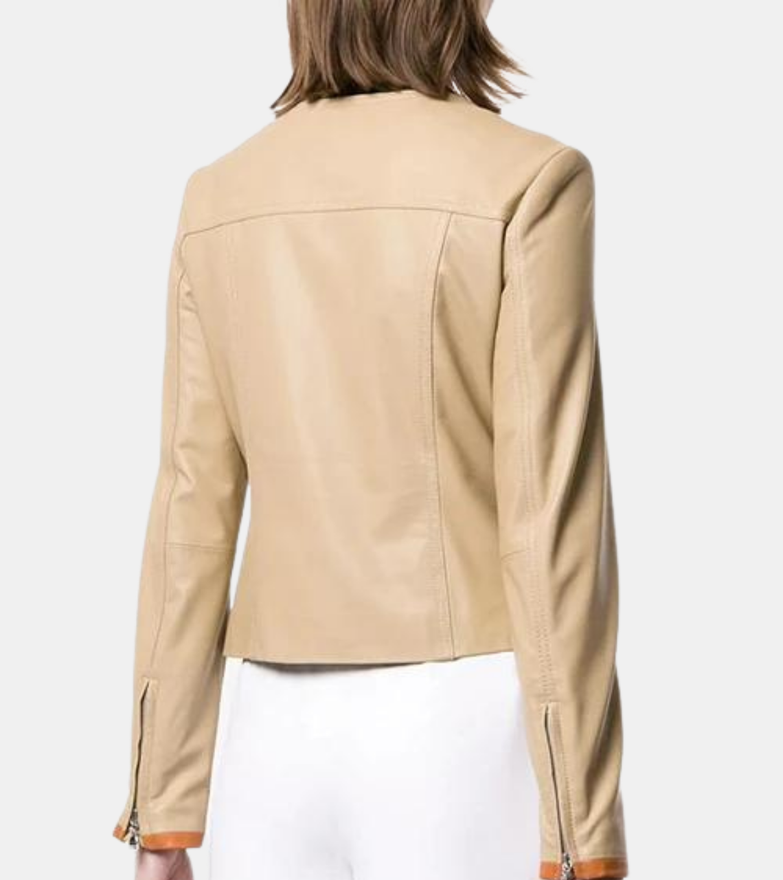 Kline Women's Ivory Leather Jacket Back