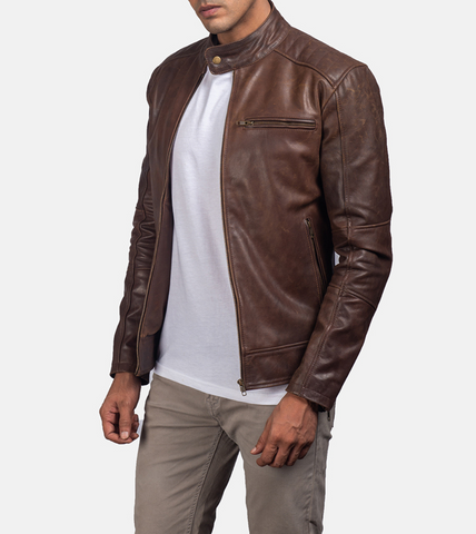  Vincent Brown Men's Leather Jacket 