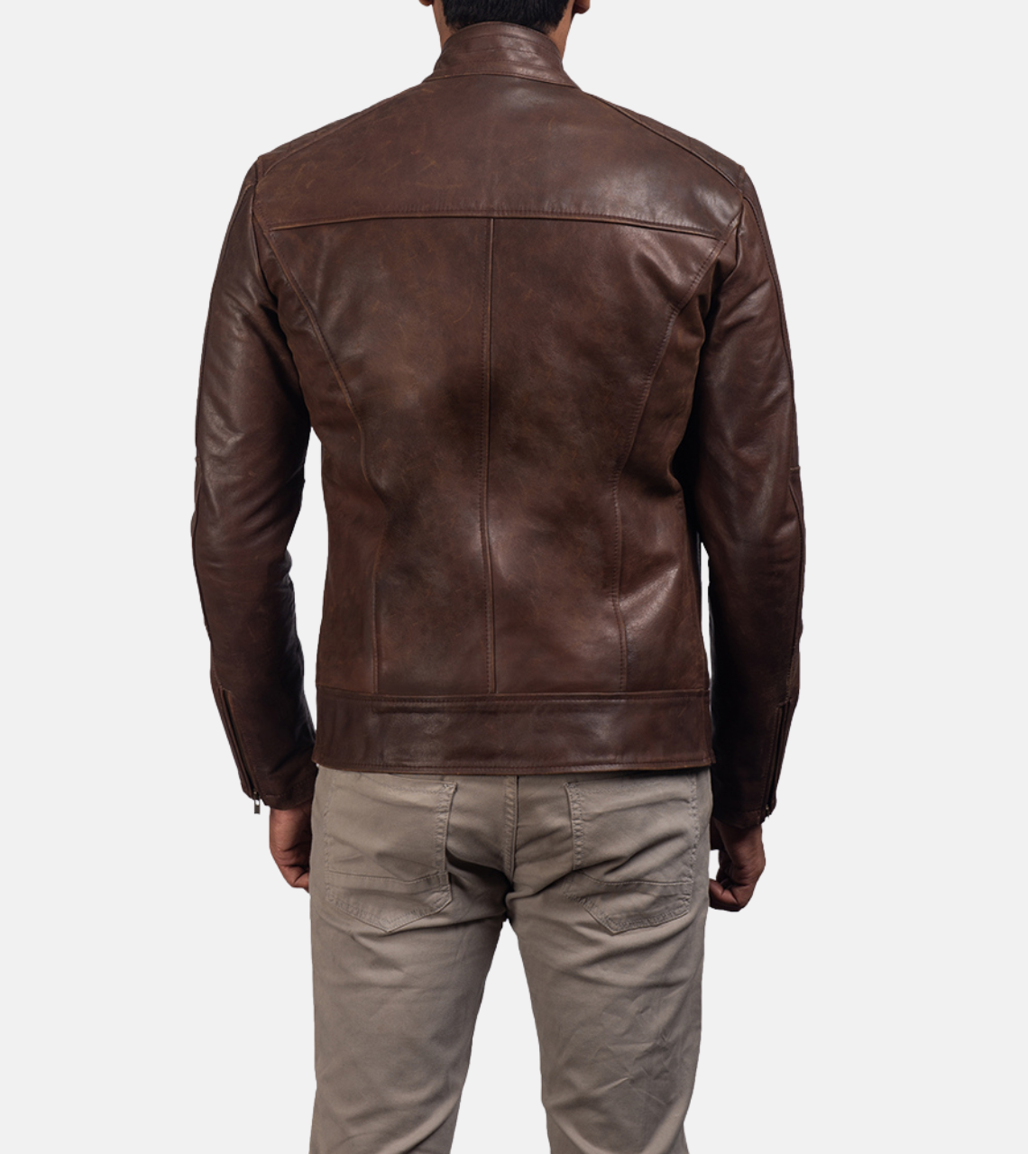  Vincent Brown Men's Leather Jacket Back