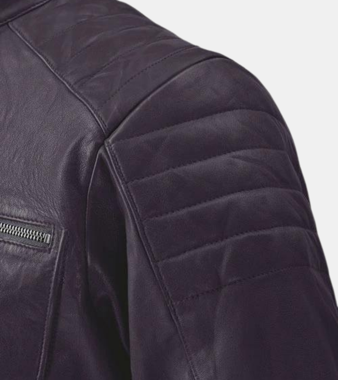 Lorenzo Men's Violet Quilted Leather Jacket Shoulder