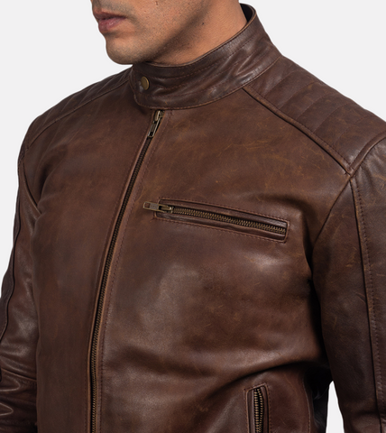  Vincent Brown Leather Jacket For Men's