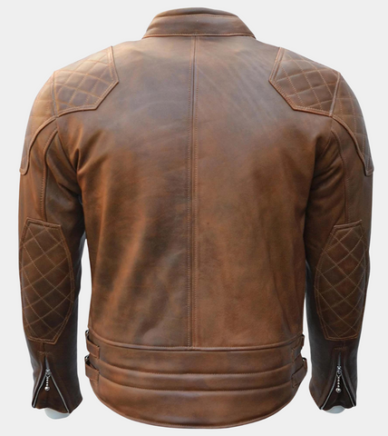 Mighty Armoured Distressed Men's Leather Jacket Back