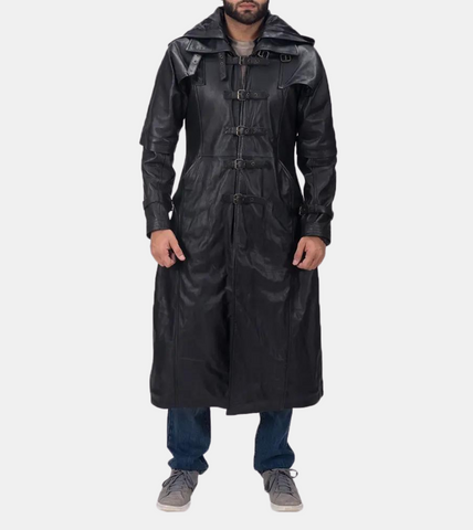 Oliver Men's Black Hooded Leather Coat