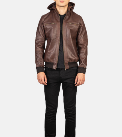 Caillou Leather Bomber Jacket For Men's