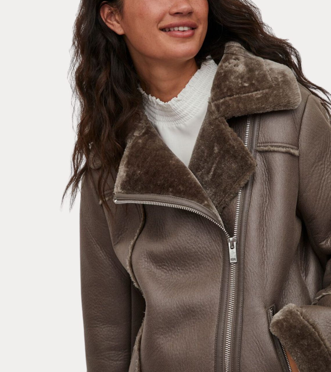  Women's B3 Brown Shearling Leather Jacket 