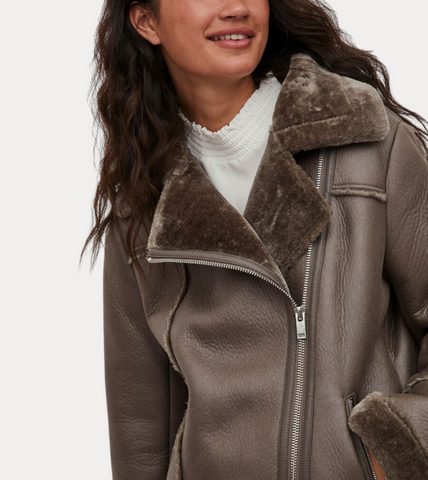  Women's B3 Brown Shearling Leather Jacket 