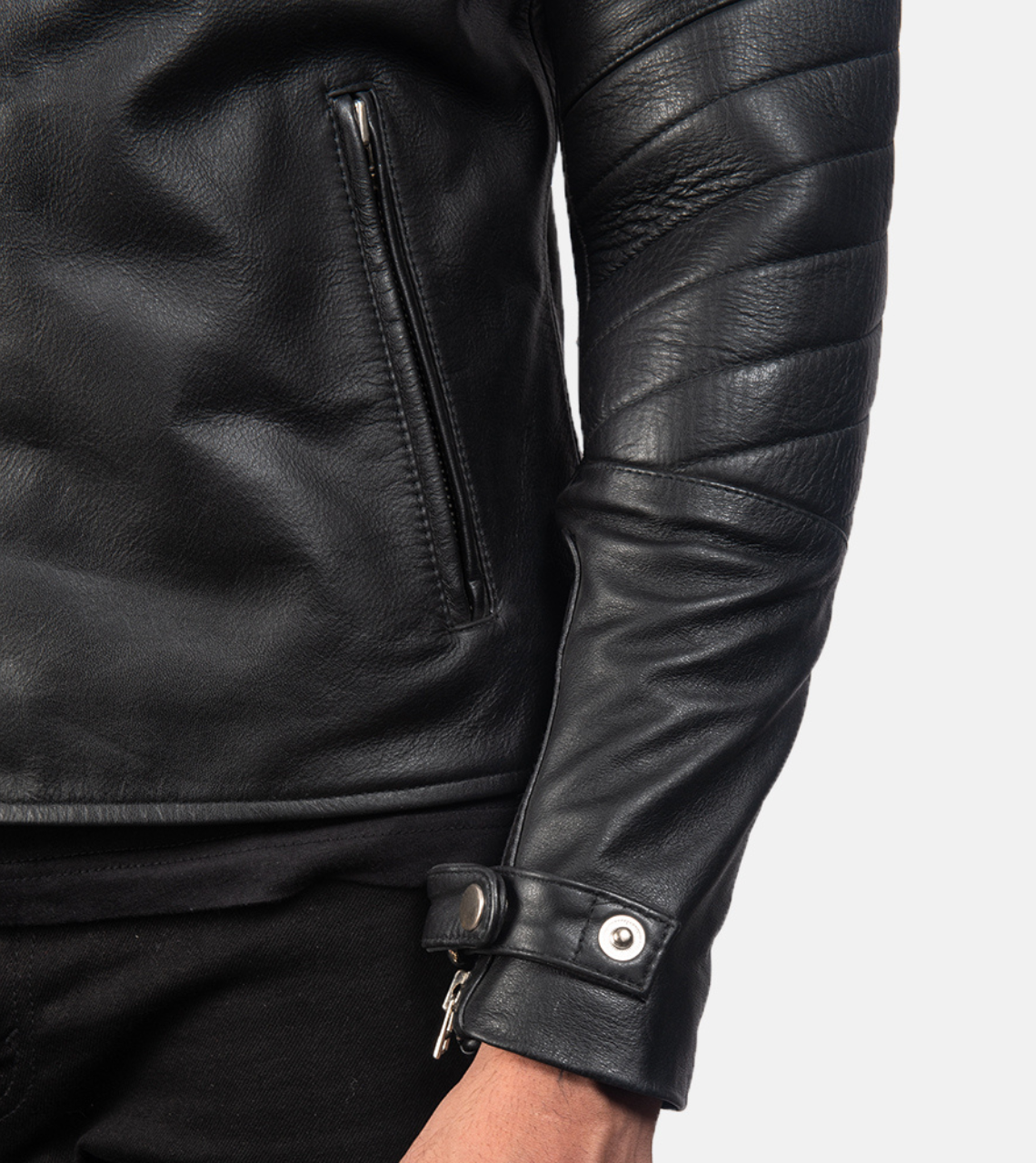 Bollons Leather Biker Jacket Cuff