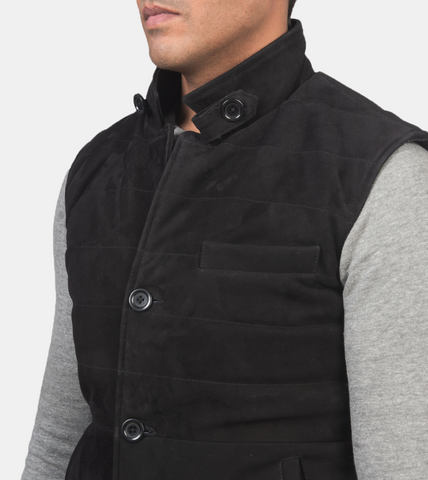 Jayden Men's Black Suede Leather Vest