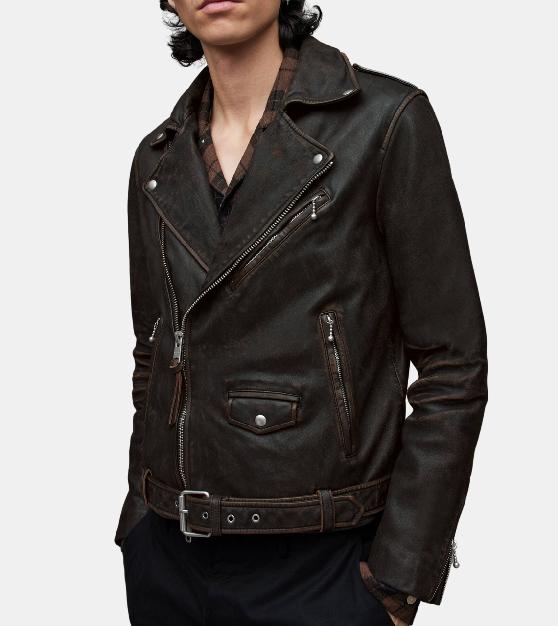 Rumer Men's Black Biker Leather Jacket
