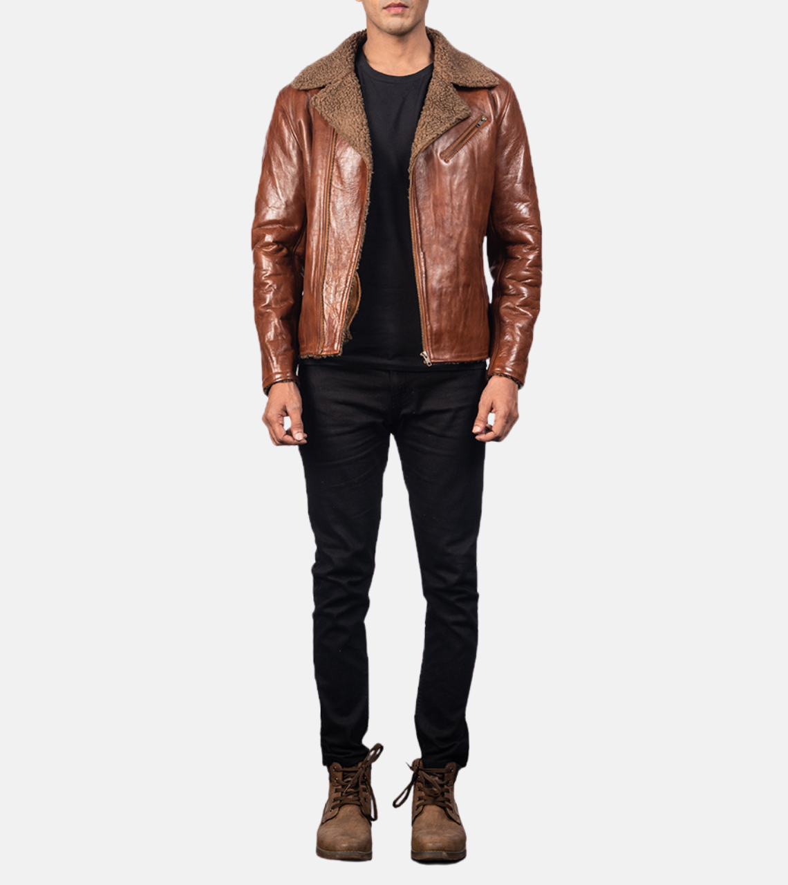  Pacific Shearling Men's Leather Bomber Jacket 