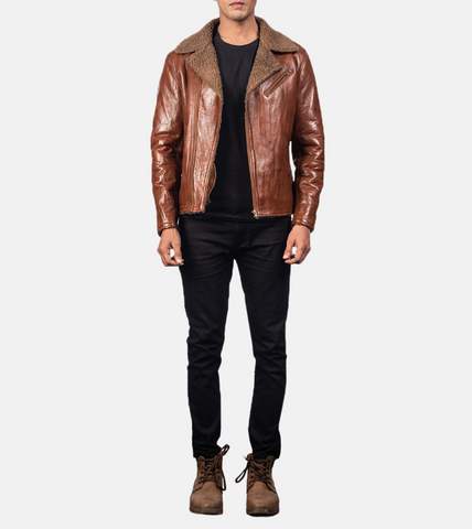  Pacific Shearling Men's Leather Bomber Jacket 