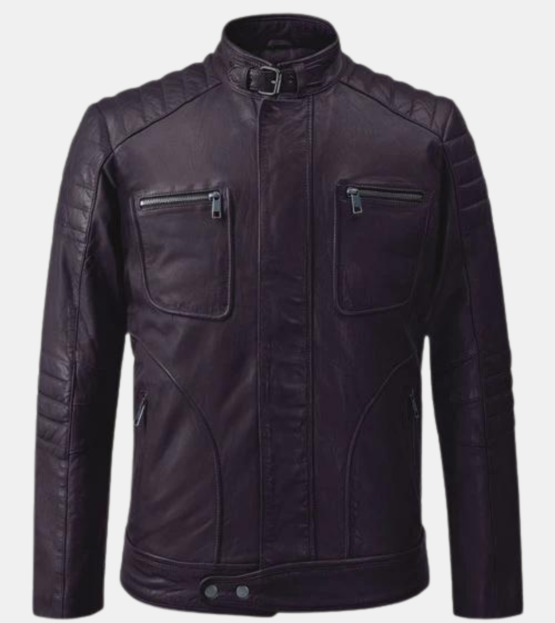  Men's Violet Quilted Leather Jacket