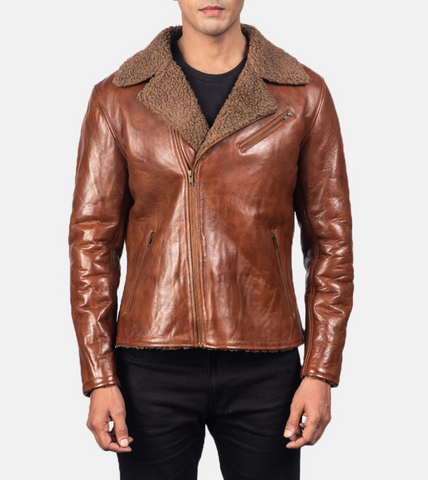  Pacific Men's Leather Bomber Jacket 