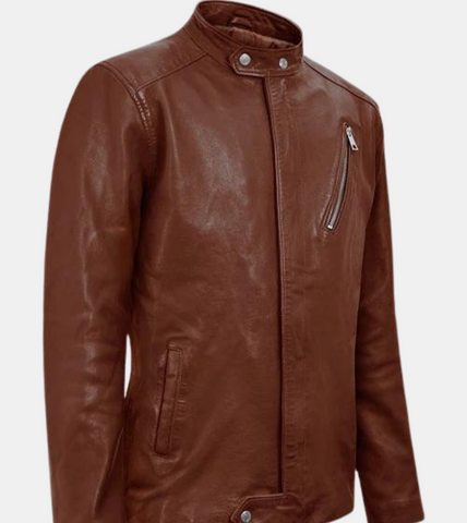 Tan Brown Biker's Leather Jacket