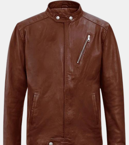 Gespare Men's Tan Brown Biker's Leather Jacket