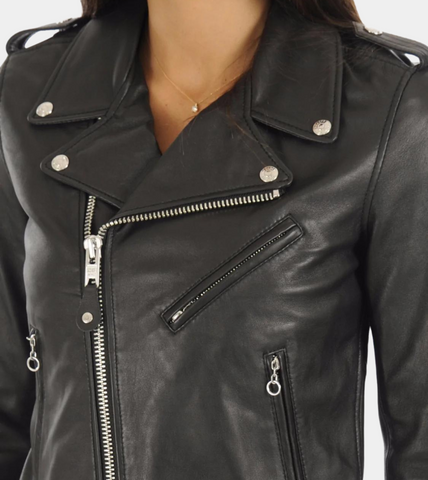 NotchOut Black Biker Leather Jacket Zipper