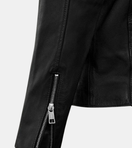 Gespare Men's Black Biker's Leather Jacket Cuff