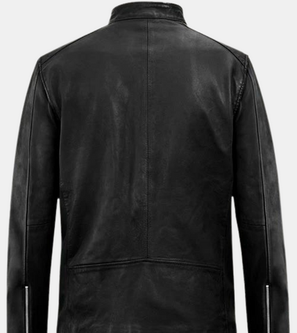 Gespare Men's Black Biker's Leather Jacket Back