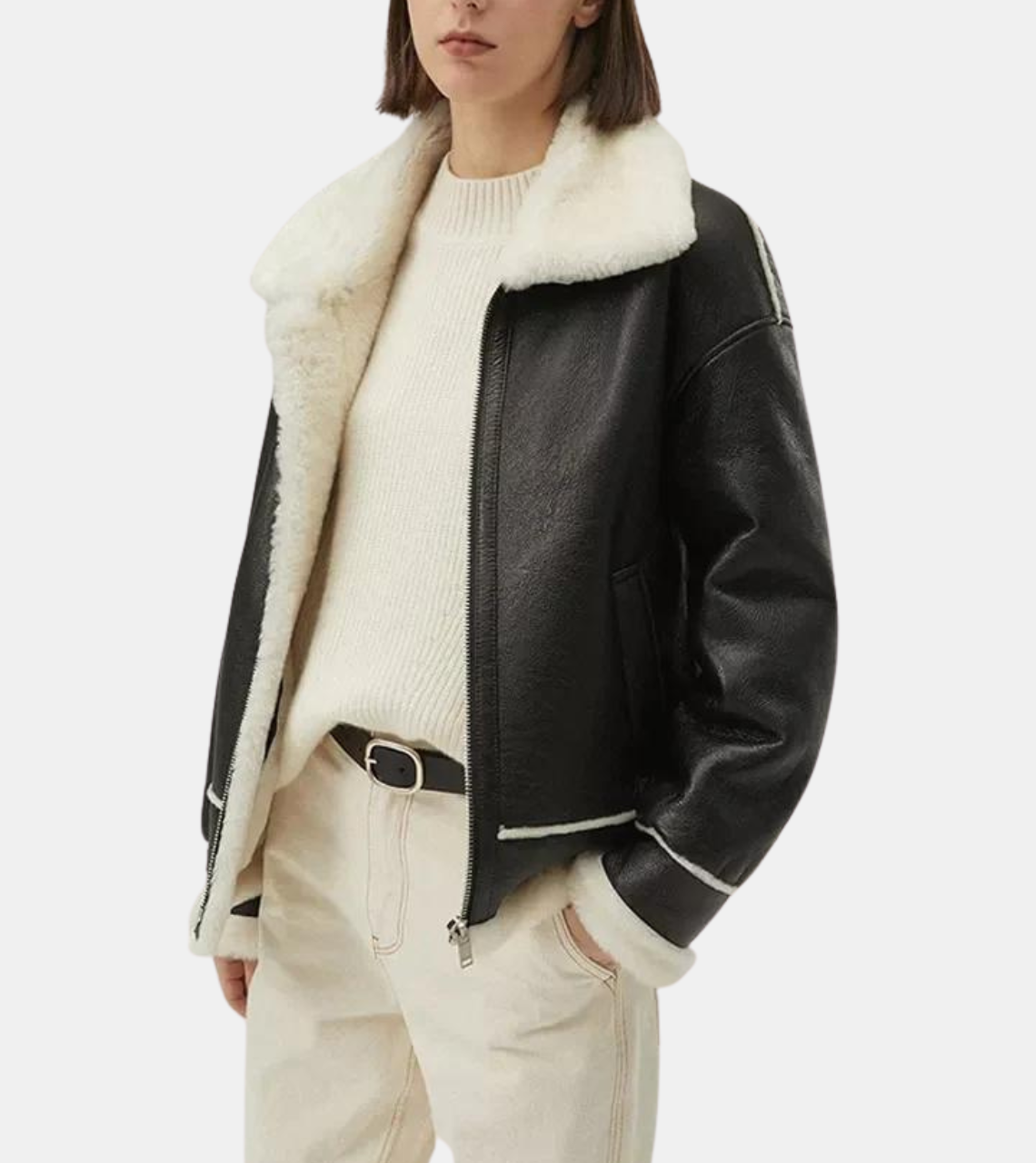Aviator B3 Bomber Shearling Leather Jacket For Women's