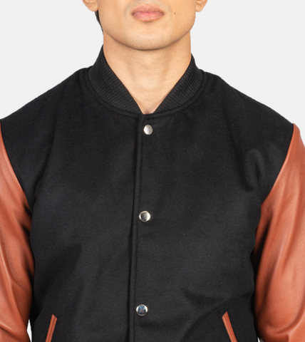 Varsity Elegant Leather Jacket For Men's