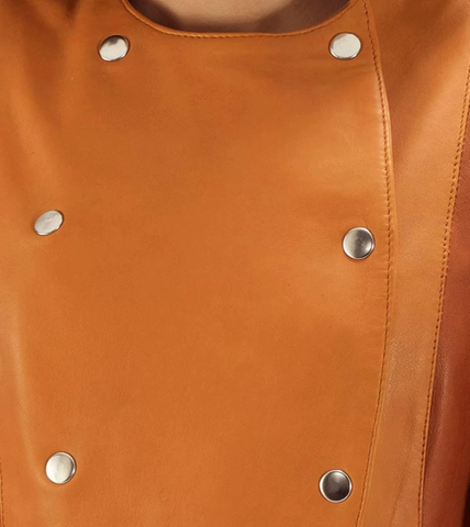 Cressed Tan Overlap Leather Jacket Front