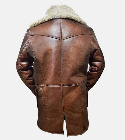 Bane Inspired Fur B3 Cowskin Shearling Leather Coat Back