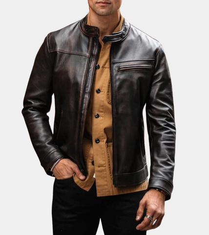 Marlyn Men's Brown Rugged Leather Jacket