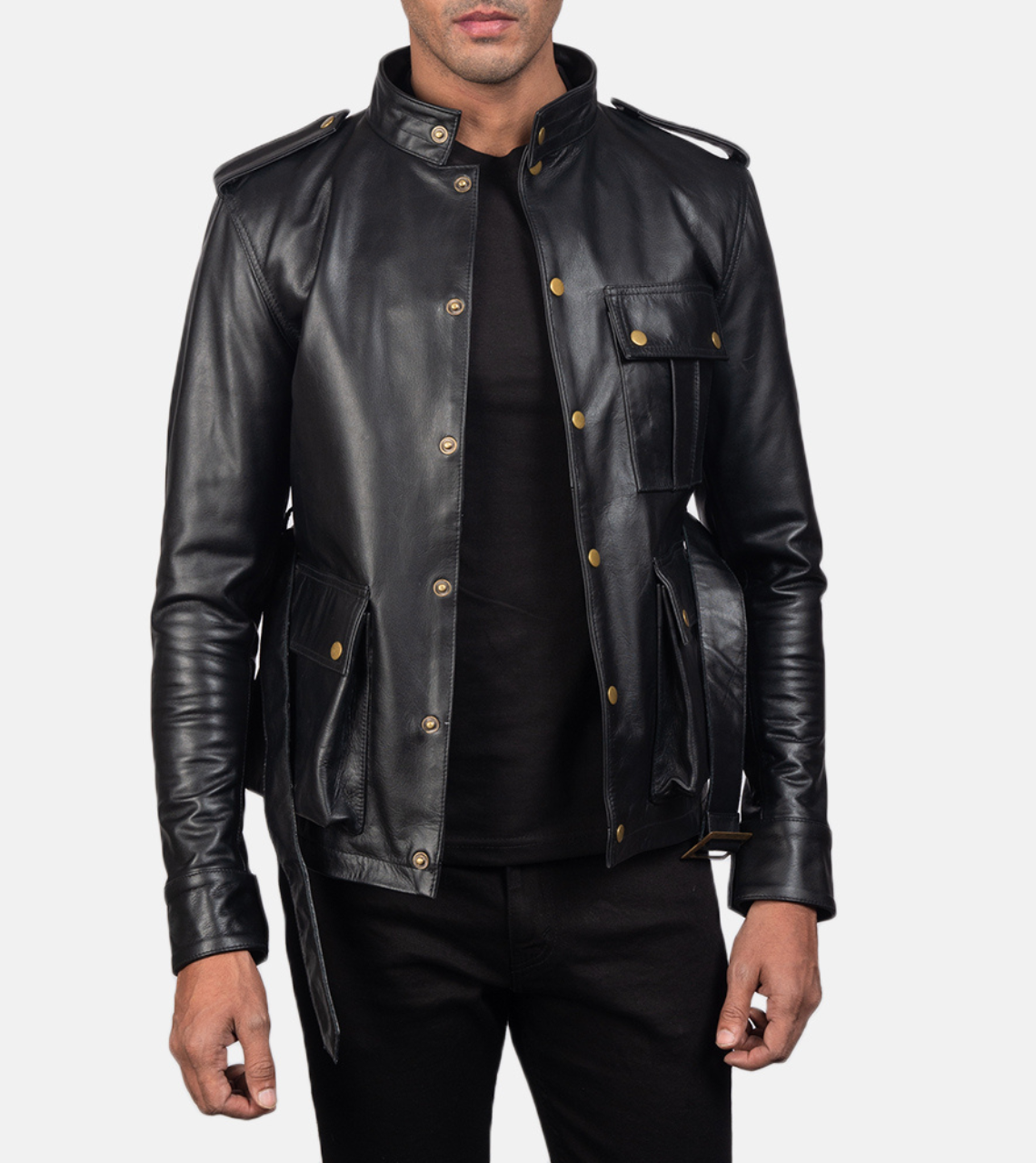 Hauspuff Black Leather Jacket For Men's