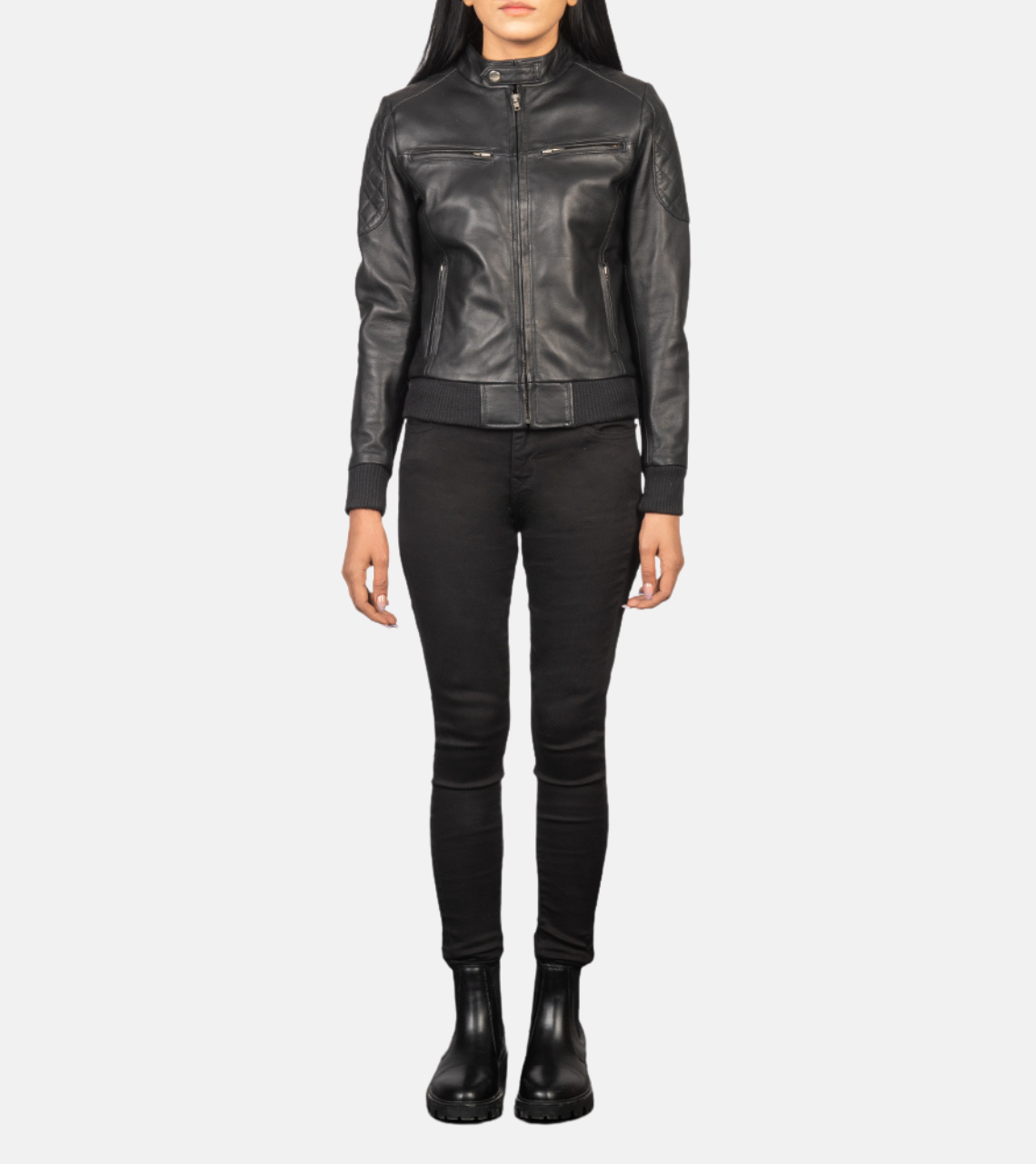  Tomachi Black Leather Jacket For Women's