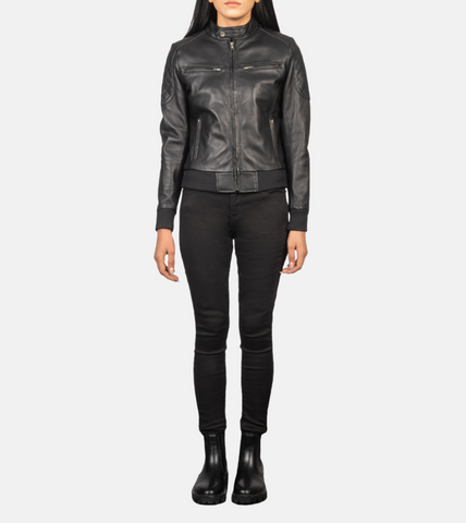  Tomachi Black Leather Jacket For Women's