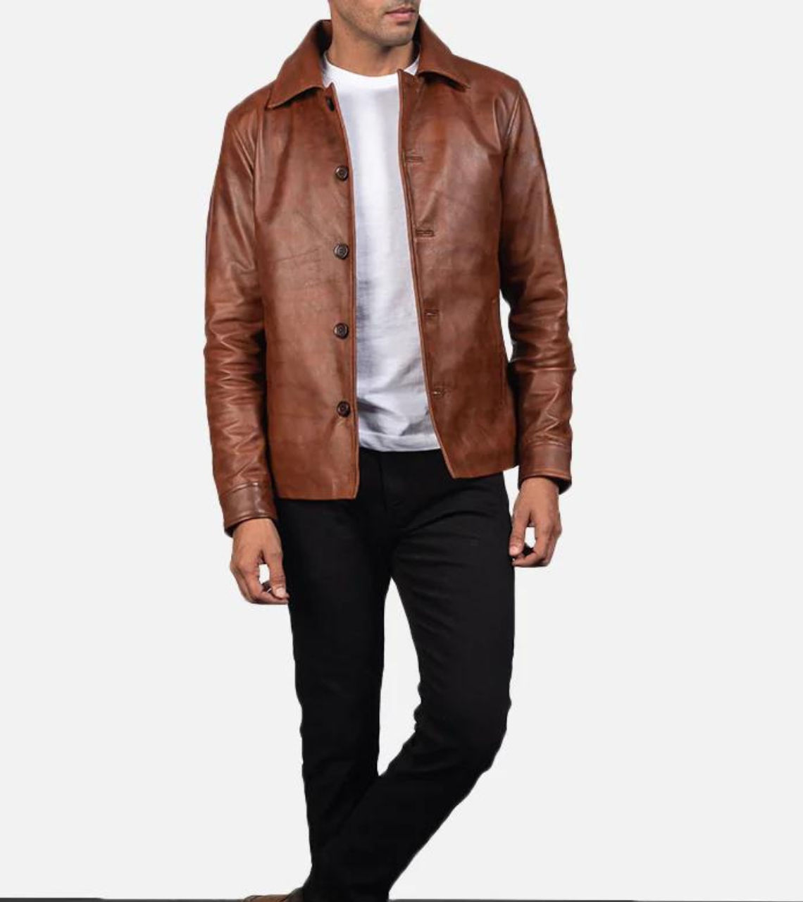 Distressed Leather Jacket For Men's