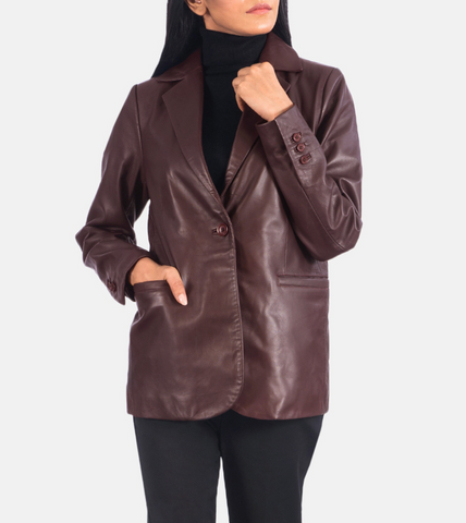 Des Moines Nubuck Blazer - Maroon For Women's