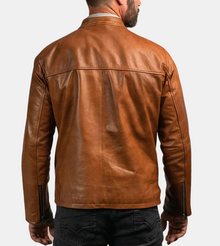 Legacy Brown Men's Biker Leather Jacket Back