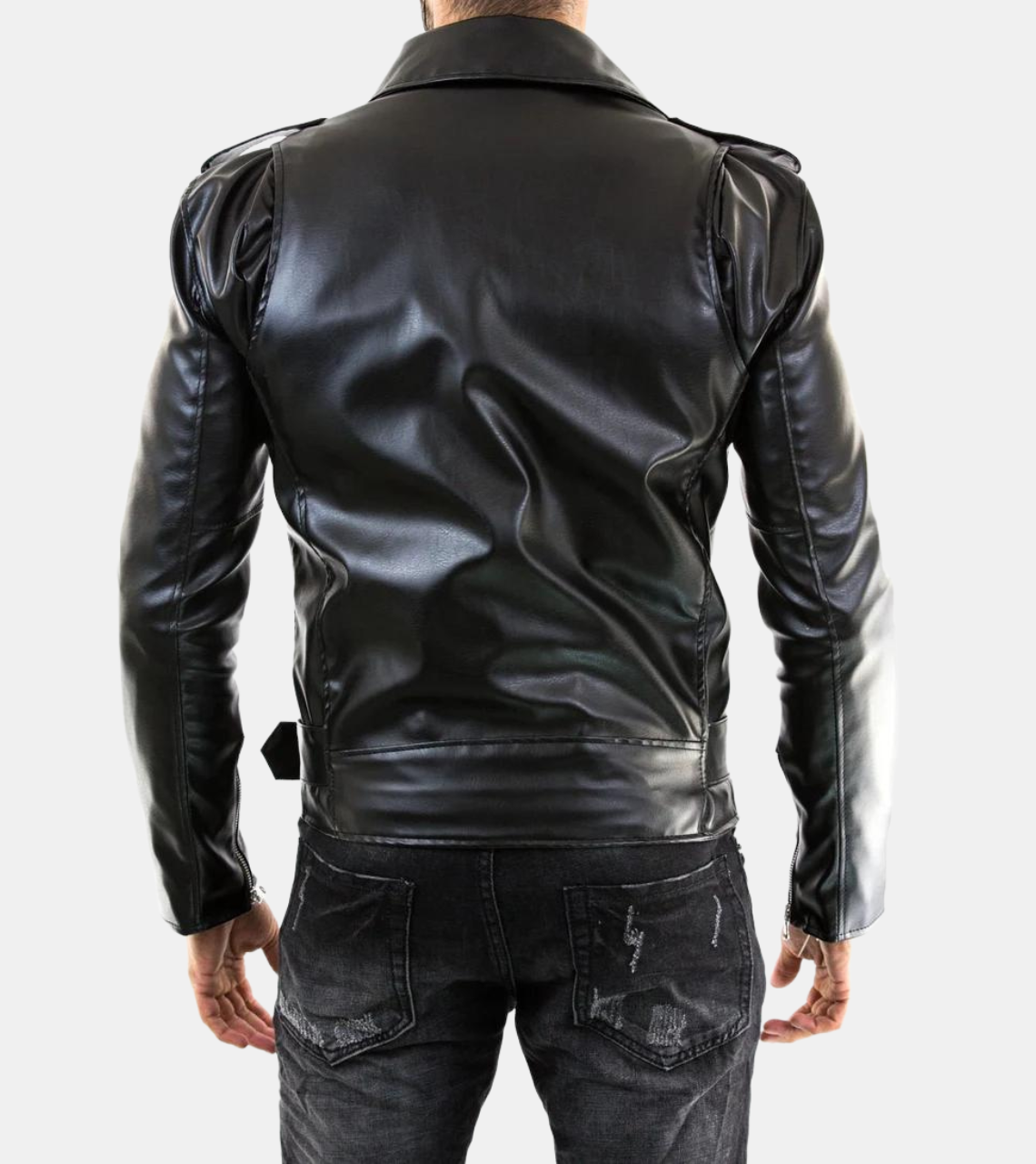 Sam Belted Biker Leather Jacket For Men's