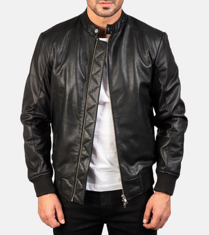 Rocher Percé Men's Leather Bomber Jacket