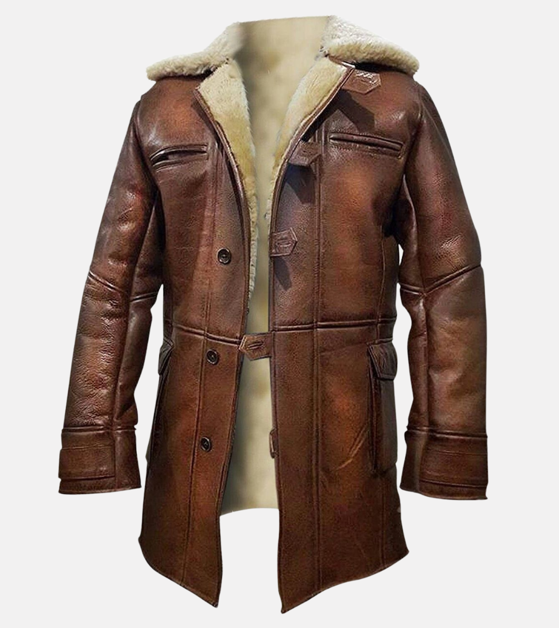 Bane Inspired Fur B3 Cowskin Shearling Leather Coat