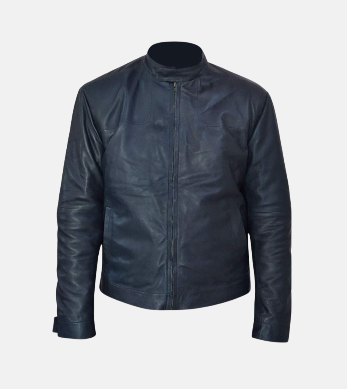 Jacobs Men's Blue Biker Leather Jacket