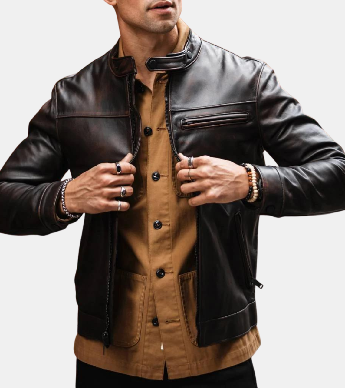 Marlyn Men's Brown Rugged Leather Jacket