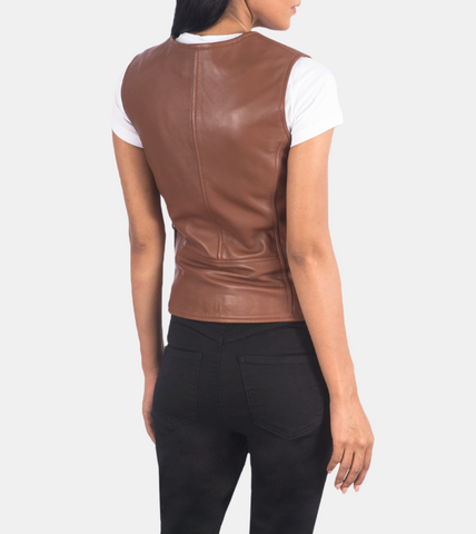 Astrede Women's Brown Leather Vest